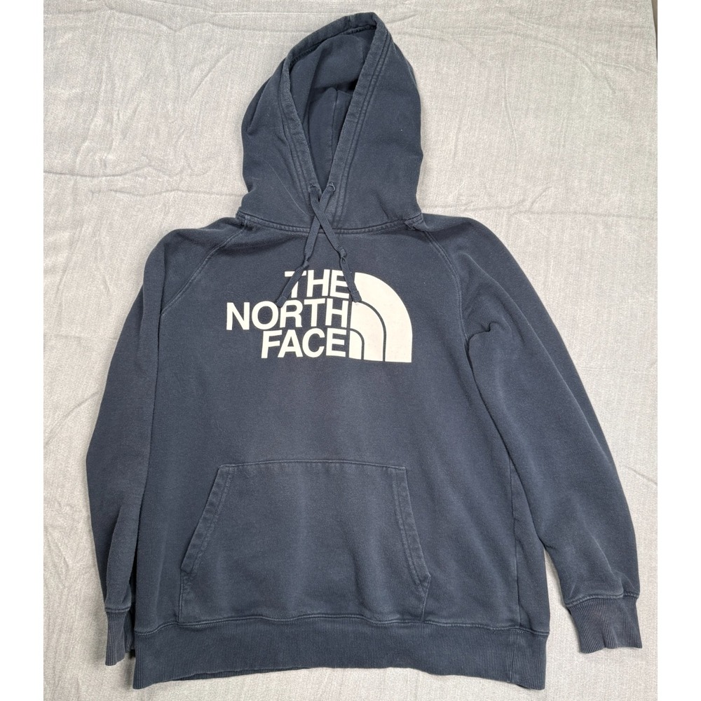 The North Face Womens Medium Blue Logo Pullover Hoodie Sweatshirt M